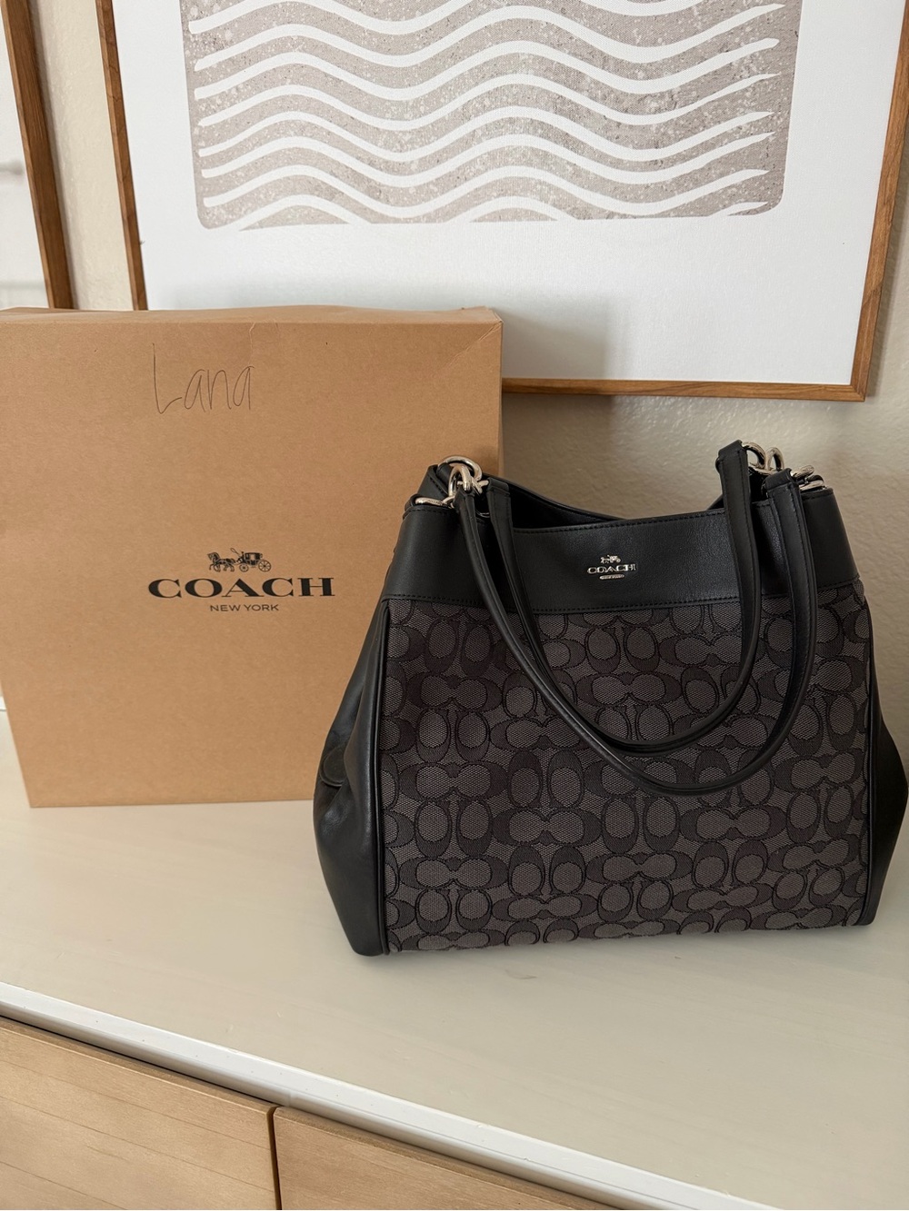 Coach Black Signature Shoulder Bag with Monogram